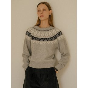 Nordic jacquard wool knit_Light gray