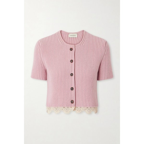 마그다부트림 크롭 코바늘 트림 리브 니트 캐시미어 가디건 46376663162976213