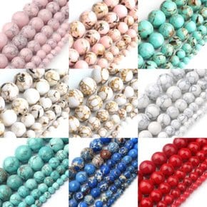 천연 청록색 Howlite 돌 퇴적물 Jaspers 보석에 대 한 라운드 느슨한 DIY 비즈
