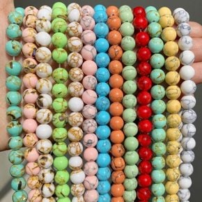 천연 청록색 Howlite 돌 퇴적물 Jaspers 보석에 대 한 라운드 느슨한 DIY 비즈
