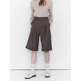 모우트 TWO TUCK WIDE BERMUDA PANTS (stone brown)