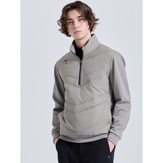 챌린저 남성 퀼팅 패딩 반집업 바람막이 우븐탑 카키베이지