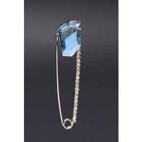 Blue Crystal Safety Pin Brooch