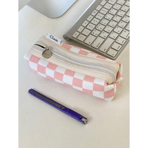 round pencilcase _ Checker board pink