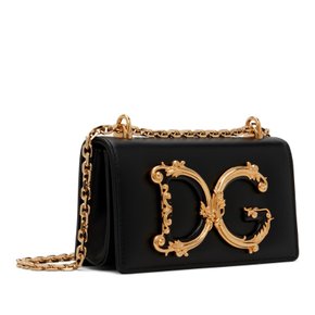 Dolce & Gabbana 블랙 카프스킨 폰 파우치 BI1416 AQ507 80999 Nero