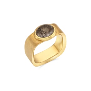 Valentine Square Ring (Black Rutile Quartz) - gold (1001051006)