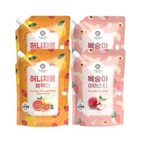 복숭아아이스티 1L x 2개 + 허니자몽블랙티 1L x 2개