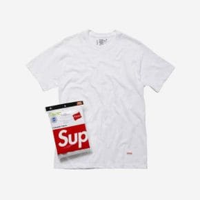 슈프림 헤인즈 태그리스 티셔츠 화이트 (3개입) Supreme Hanes Tagless T-Shirt White (3 Pack)