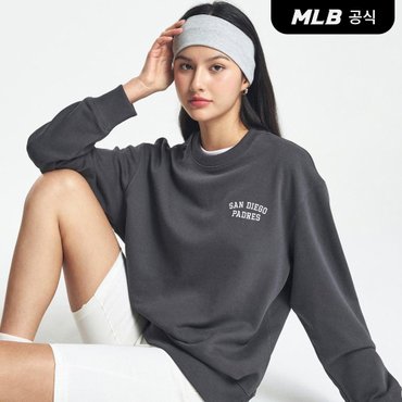 MLB [코리아공식] 베이직 스몰 레터링 오버핏 맨투맨 SD (Charcoal Grey)