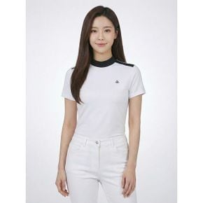 여성 배색 포인트 하프넥 반팔 티셔츠 AWTHL5177 100 G_P391432746