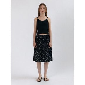 V-neck Trimming Lace Sleeveless_Black