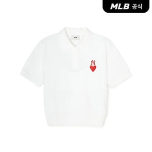 MLB [코리아공식]여성 하트 크롭핏 카라 티셔츠 NY (White)