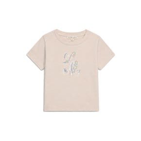 키즈 셀리아 CELIA 자수 플라워 로고 반팔 티셔츠 크림 26S_T0157 CELIA CREAM