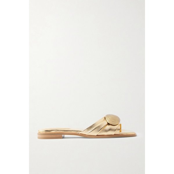 심카이 지지 장식 메탈릭 가죽 슬라이드 46376663163029598