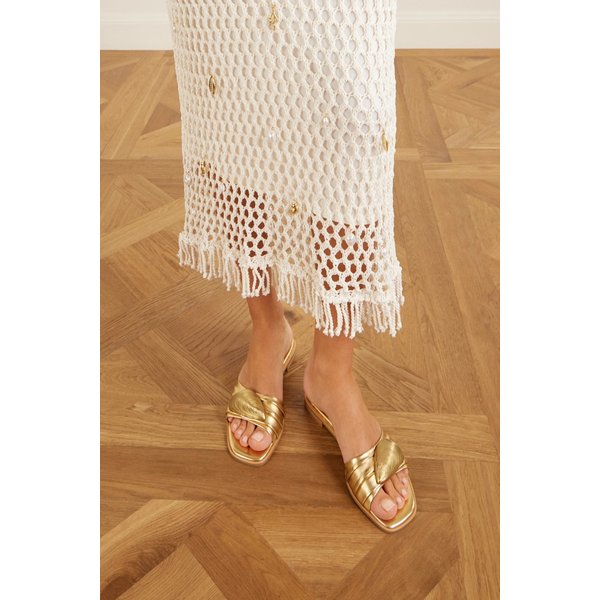 심카이 지지 장식 메탈릭 가죽 슬라이드 46376663163029598