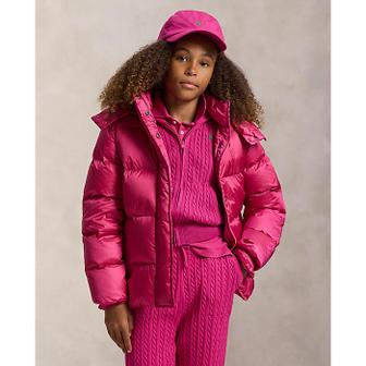 폴로 랄프 로렌 폴로 키즈 여아 7-16세 메탈릭 다운 후드 재킷(CWPOOTWG2820094650)