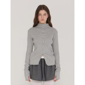 RUDY RIBBED MOCKNECK CARDIGAN - GREY