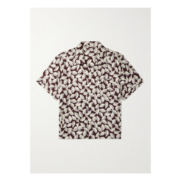 보디 페이퍼 버치 캠프 칼라 프린트 새틴 셔츠 브라운 46376663162882965