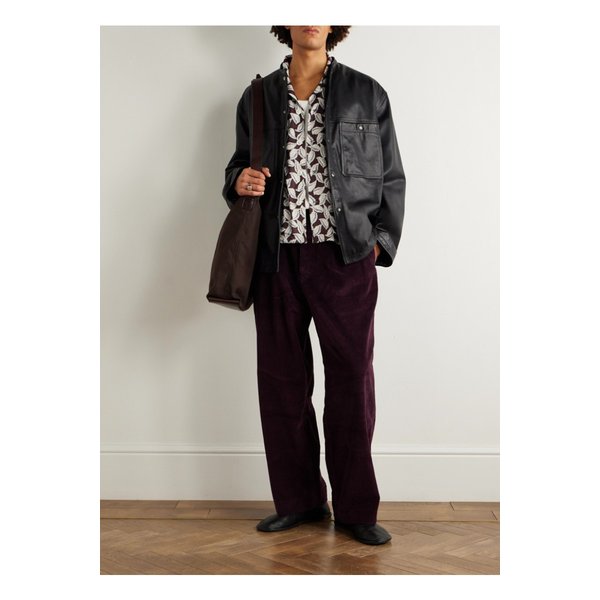 보디 페이퍼 버치 캠프 칼라 프린트 새틴 셔츠 브라운 46376663162882965