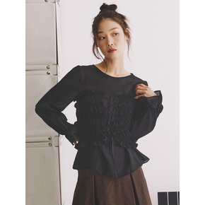 Smocking Ciel Bustier Blouse_black