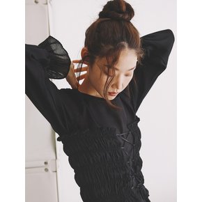 Smocking Ciel Bustier Blouse_black