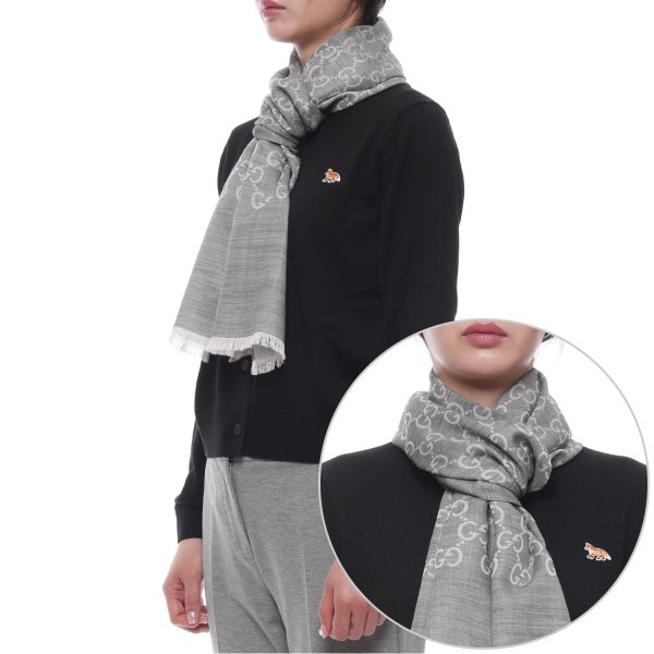 [부산점] [구찌] 25FW 여성 GG 자카드 울 실크 머플러 (165904 3G646 1400 W 25F)