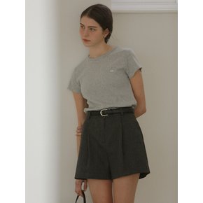 One tuck linen blended shorts_Gray