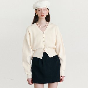 로라로라 VOLUME SLEEVE CARDIGAN IVORY