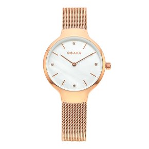 [오바쿠 OBAKU] V241LXVWMV VIKKE ROSE 여성용 자개다이얼 메쉬 시계 29mm