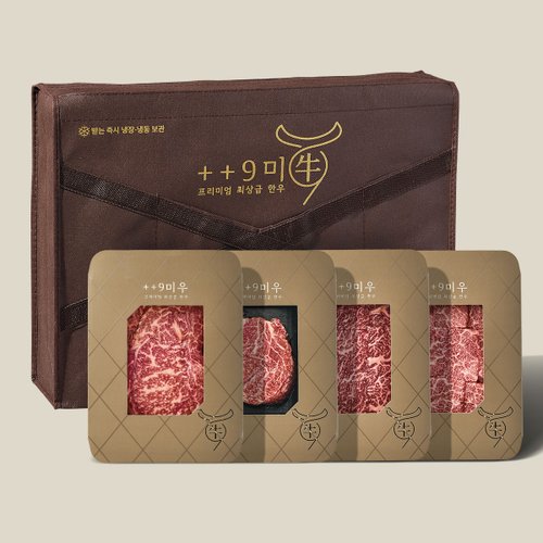 [냉장]1++No9등급 투뿔 한우 VIP 특수부위 구이 선물세트 1.6kg (등심400g/안심400g/특수부위400g/살치살400g)