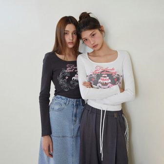 에고이스트 [시흥점] 여성 스퀘어넥 프린팅 긴팔 티셔츠 ( ES2OTL55)