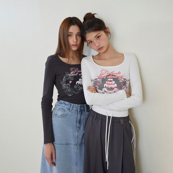 [시흥점] 여성 스퀘어넥 프린팅 긴팔 티셔츠 ( ES2OTL55)