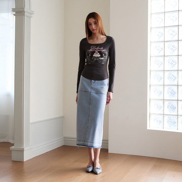 [시흥점] 여성 스퀘어넥 프린팅 긴팔 티셔츠 ( ES2OTL55)