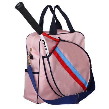 프라이데이러브 테니스 가방 TENNIS BAG-CHERRY BLOSSOM with red and sky blue stripe   칼라 스트랩