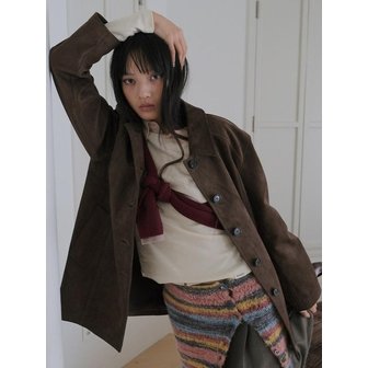 구호 플러스 Signature Faux Leather Midi Jacket  Brown (KE593ZM02D)