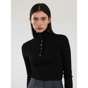 OU996 ribbed button pola T (black)