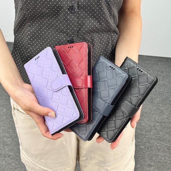 [옷자락] 여성 격자무늬 가죽 휴대폰케이스 미니지갑