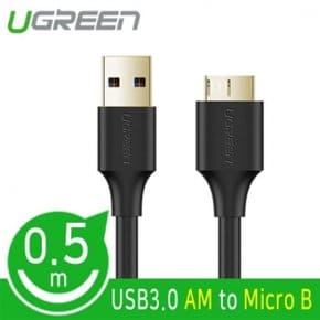 유그린 블랙 AM Micro B 케이블 USB3.0 0.5m X ( 2매입 )