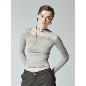 EROS SHIRRING SHEER TEE - LIGHT GREY