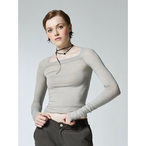 EROS SHIRRING SHEER TEE - LIGHT GREY