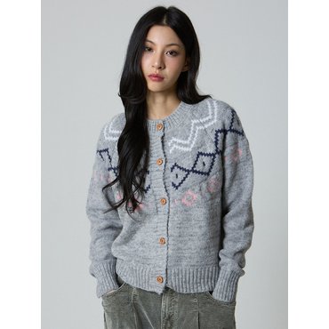 언노운플라넷 노르딕 니트 가디건 그레이_Nordic Knit Cardigan Gray