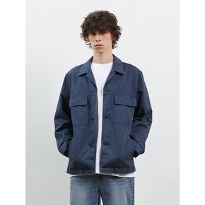 DENIM PIGMENT LOOSE SAFARI JACKET NAVY