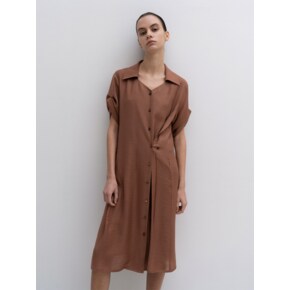 BUTTON MIDI DRESS WITH SATIN SLIP DRESS