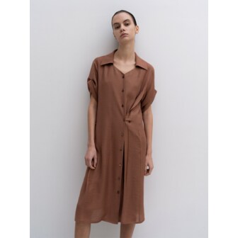 리이 BUTTON MIDI DRESS WITH SATIN SLIP DRESS