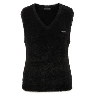 V12 POINT KNIT CHAIN OVERFIT MOHAIR VEST_V21B3SV118_BK