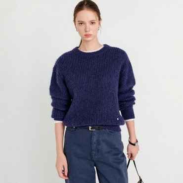 룩캐스트 졸리 모헤어 풀오버 니트 탑_네이비 / JOLY MOHAIR PULLOVER KNIT TOP_NAVY