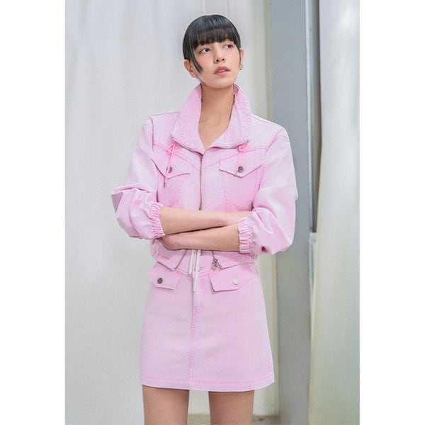 [시흥점] 여성 라벨포인트 하이넥 루즈핏 데님점퍼 ( ES2DZ860)