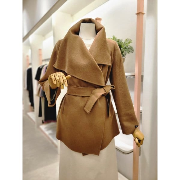 [여주점] 여성 캐시미어 블렌디드 숄 카라 핸드메이드 하프 코트(ITPAHHC860)