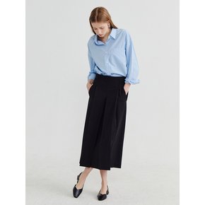 Pleats slit long skirt Black