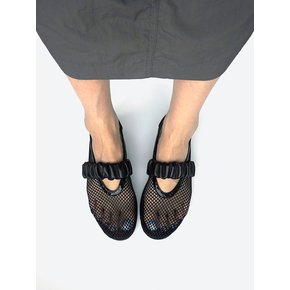 Mesh Shirring Strap Flat_Black